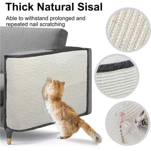Cat Scratch Furniture Couch Protector with Natural Sisal for Protecting Couch - Picture 5 of 7